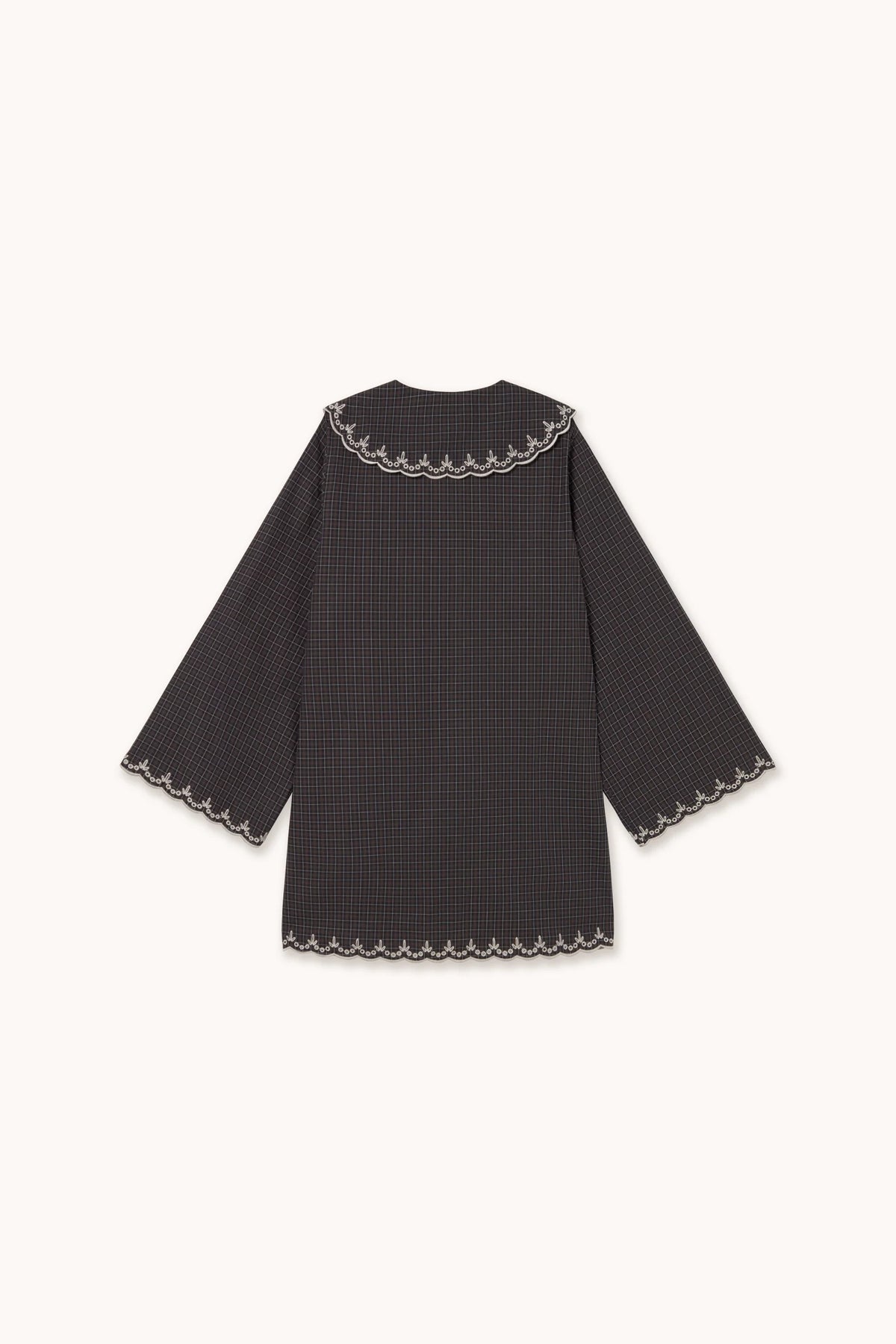 Raven Checks Embroidered Neck Dress