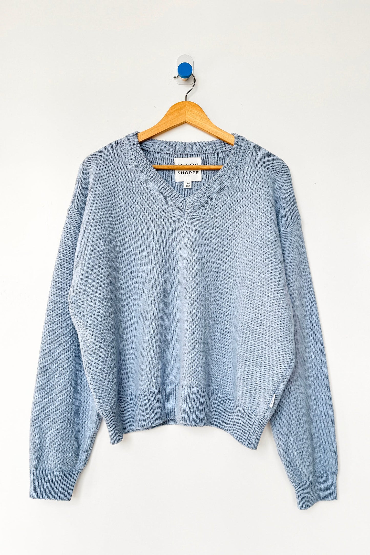 PREORDER Abby Cotton V-Neck Sweater - Cornflower