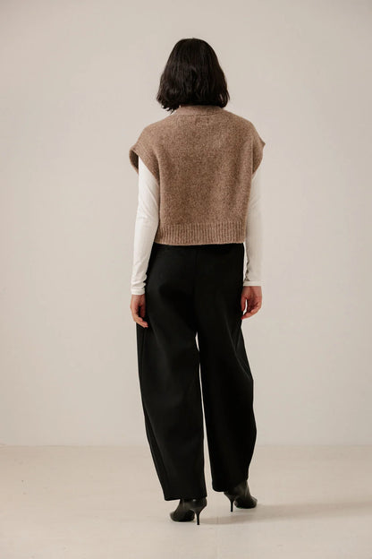Alpaca Button Down Vest - Dark Fawn