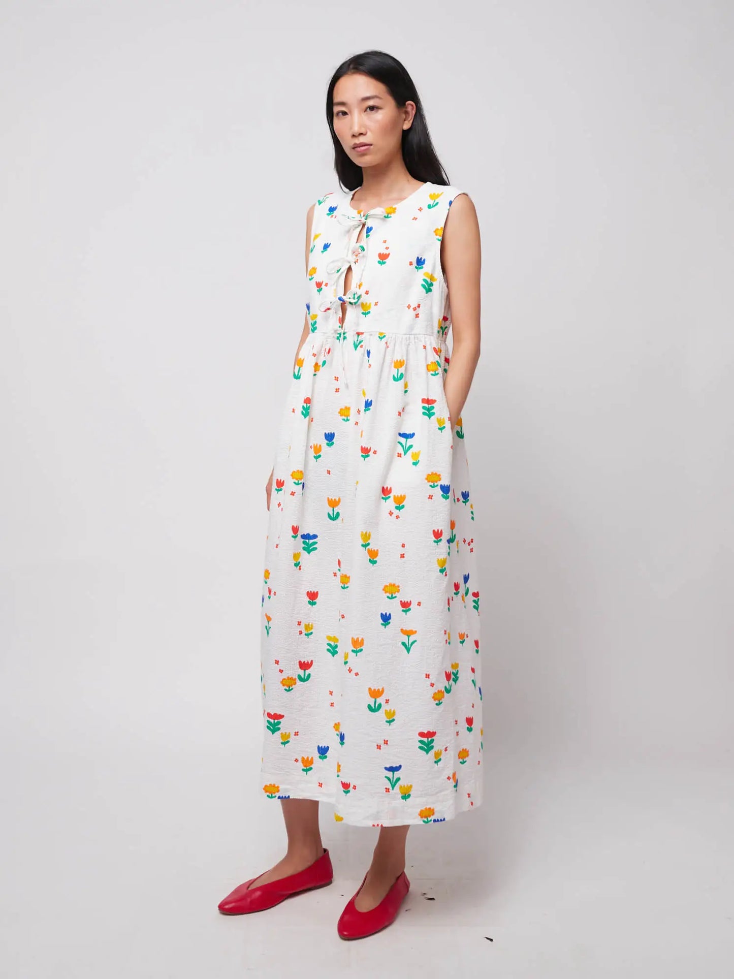 Garden Party Print Tie String Dress