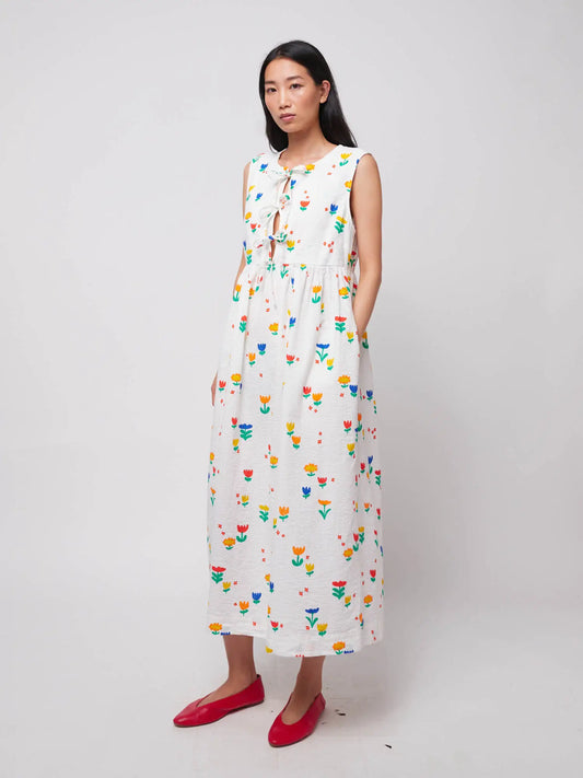 Garden Party Print Tie String Dress