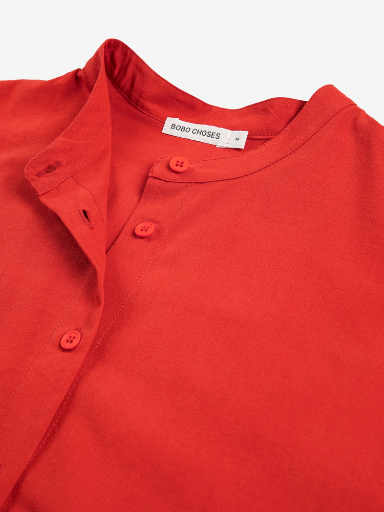 Contrast-Trim Puff Sleeve Shirt