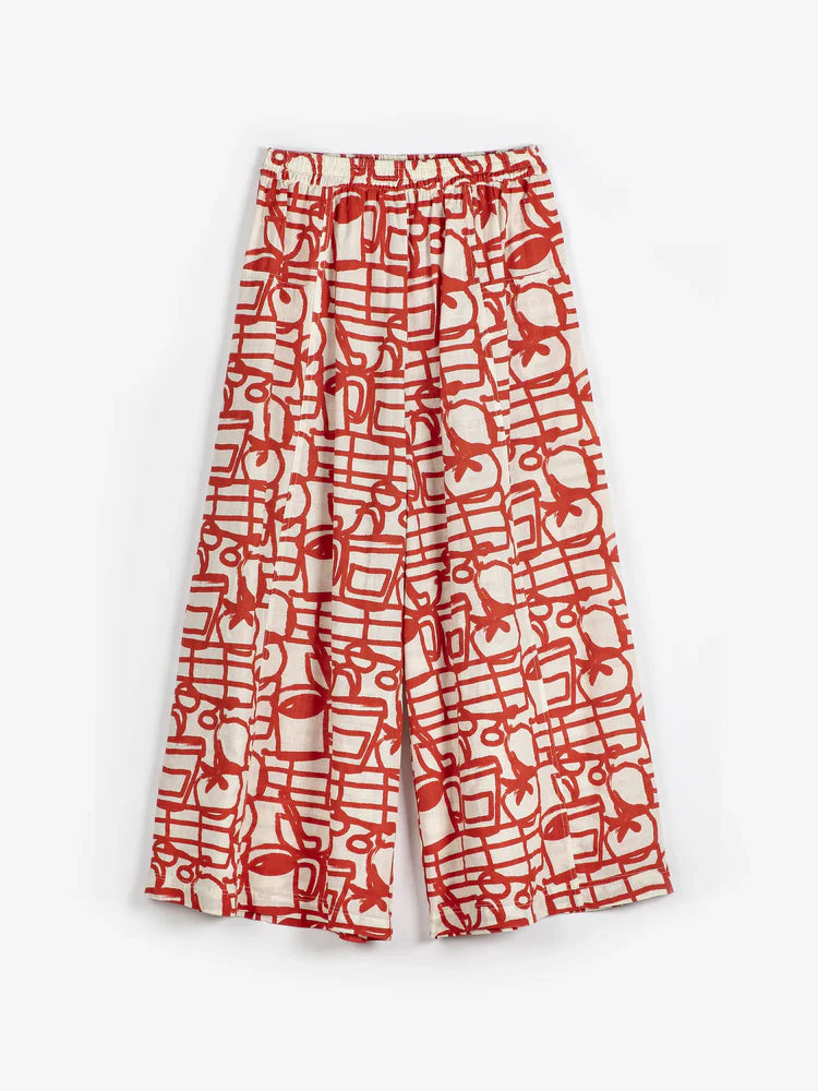 Cookery Festival Pattern Cotton Pants