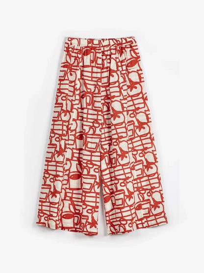 Cookery Festival Pattern Cotton Pants