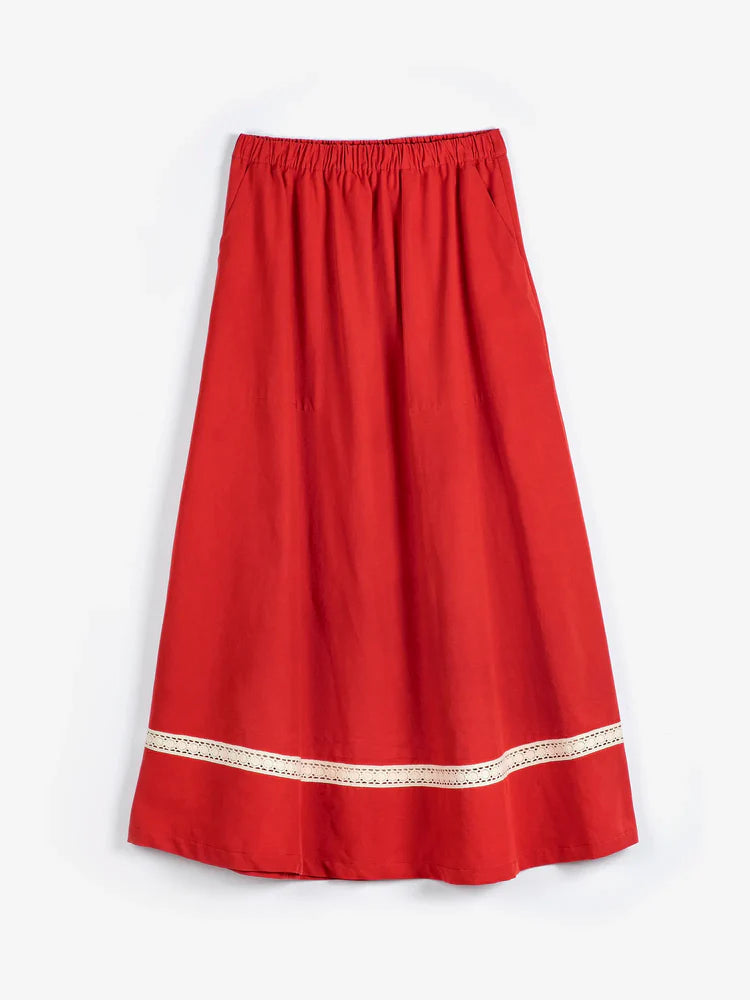 Contrast-Trim Evasé Skirt