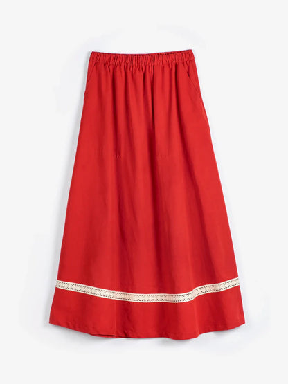 Contrast-Trim Evasé Skirt