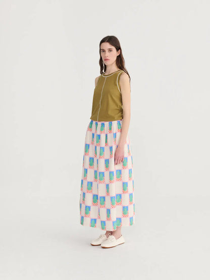 Simple Pear Pattern Evasé Skirt