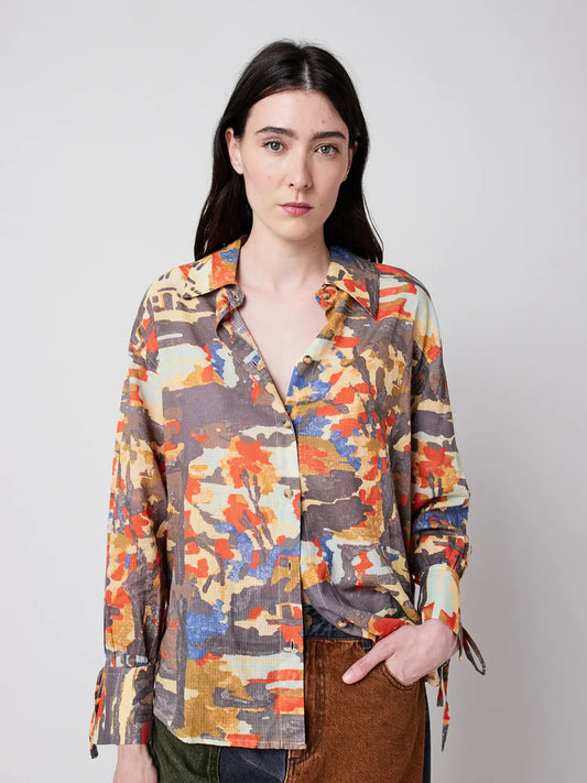 Forest House Pattern Relaxed Shirt