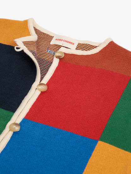 Multicolor Check Buttoned Cardigan