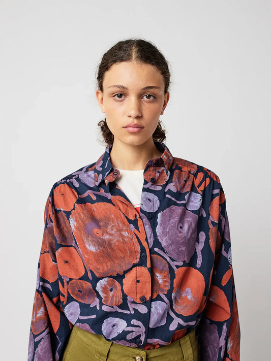 Dahlia Pattern Gathered Shirt