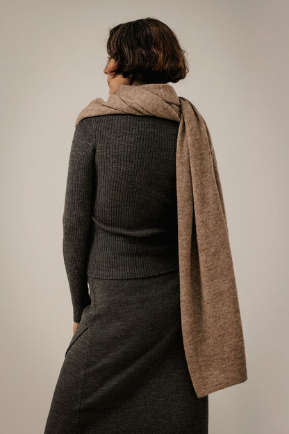 Baby Alpaca Travel Wrap - Dark Fawn