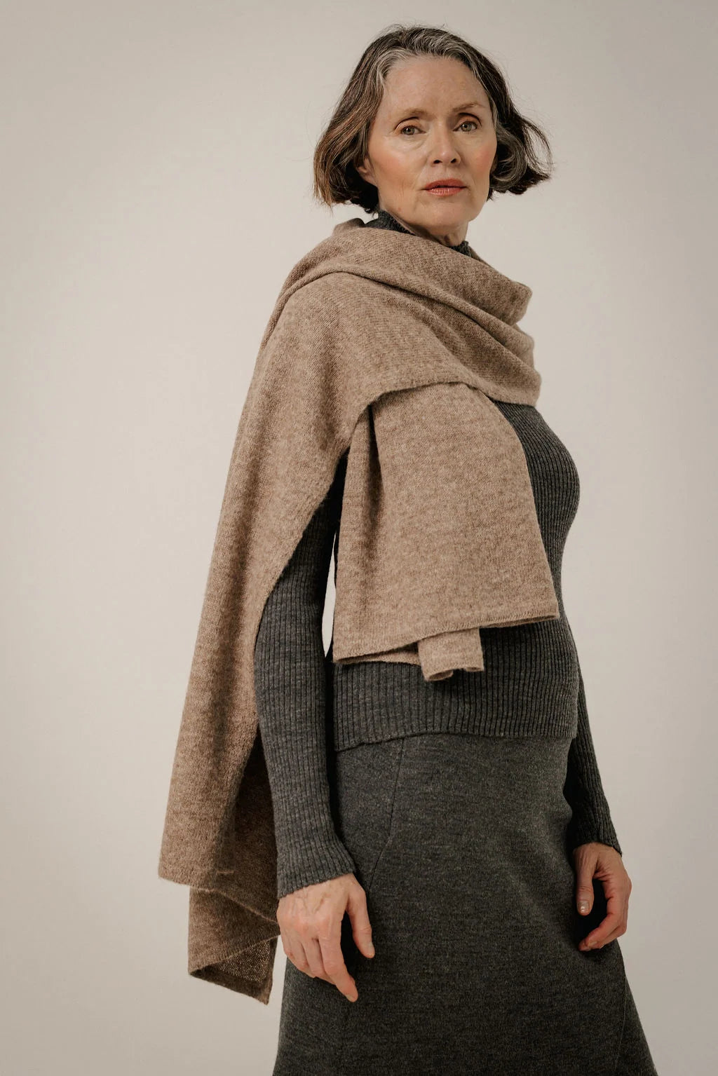 Baby Alpaca Travel Wrap - Dark Fawn