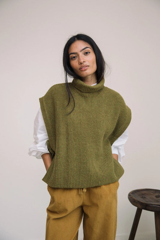 Kanon Recycled Wool Knitted Vest - Olive Marl