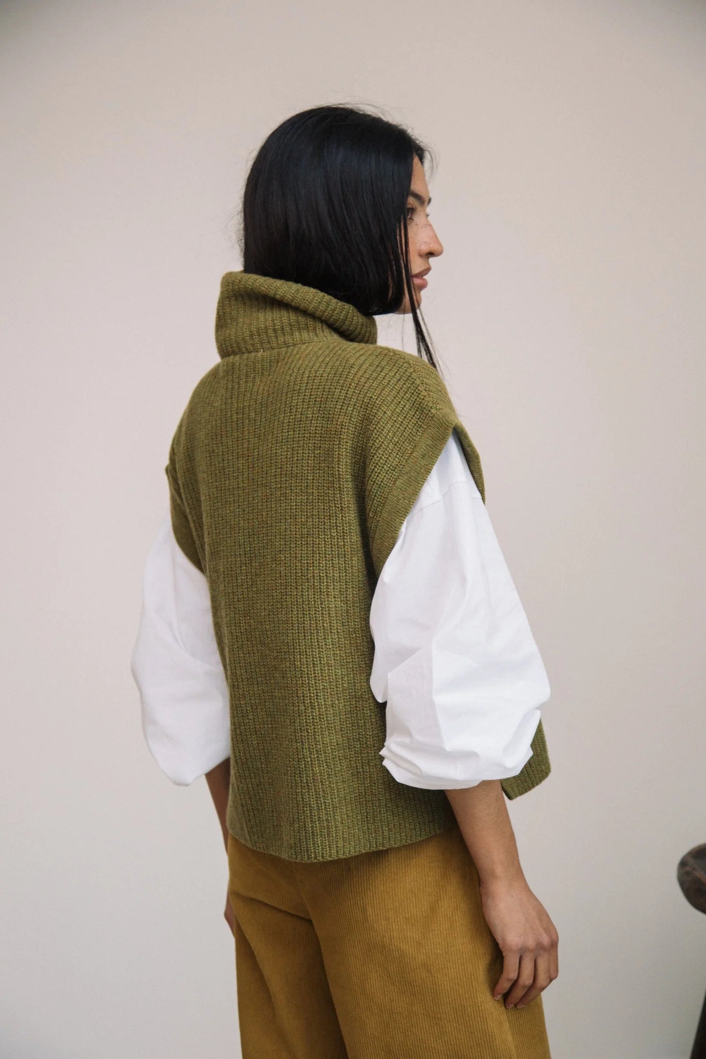 Kanon Recycled Wool Knitted Vest - Olive Marl