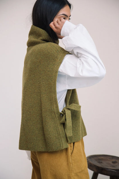 Kanon Recycled Wool Knitted Vest - Olive Marl