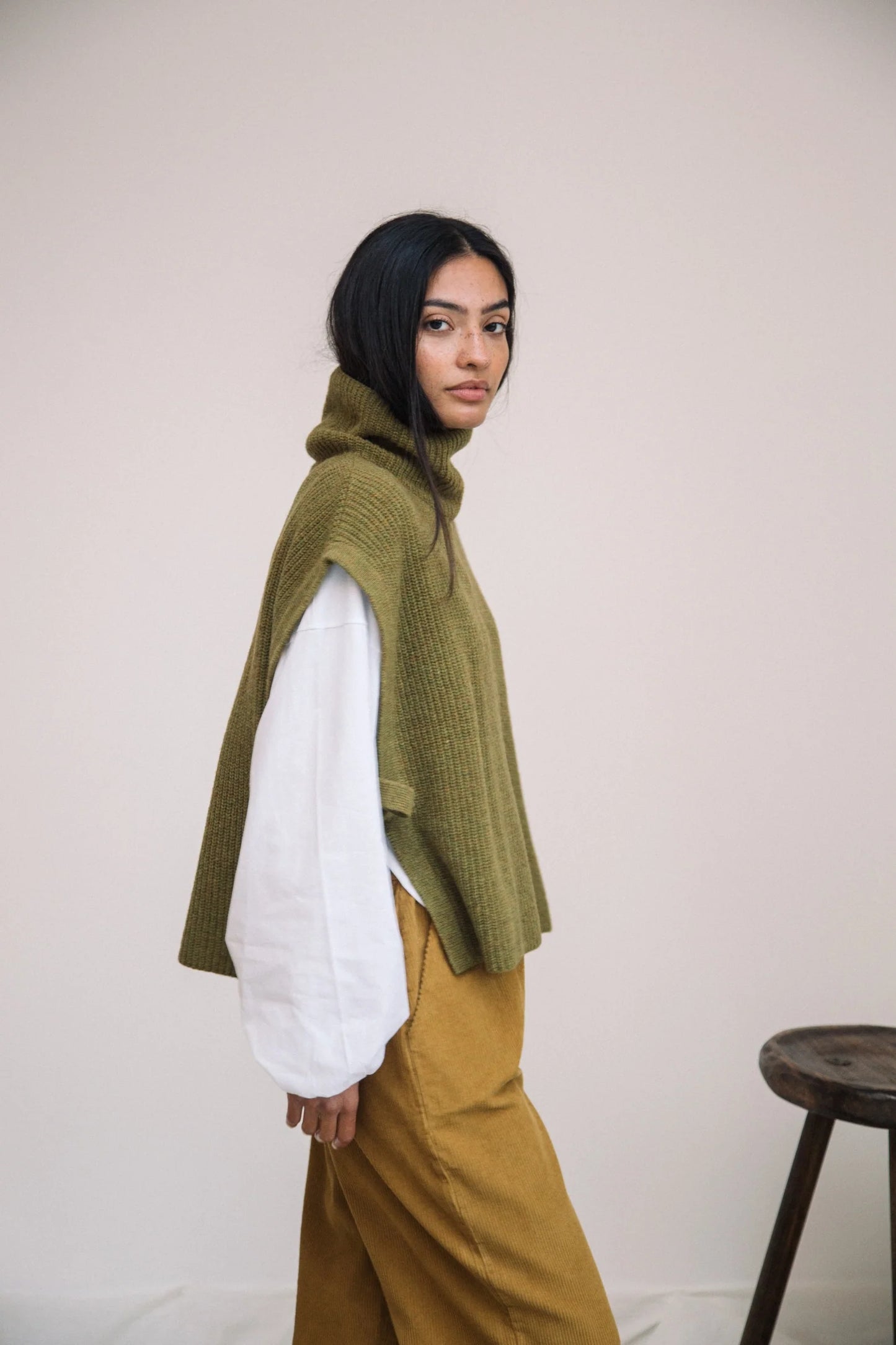 Kanon Recycled Wool Knitted Vest - Olive Marl