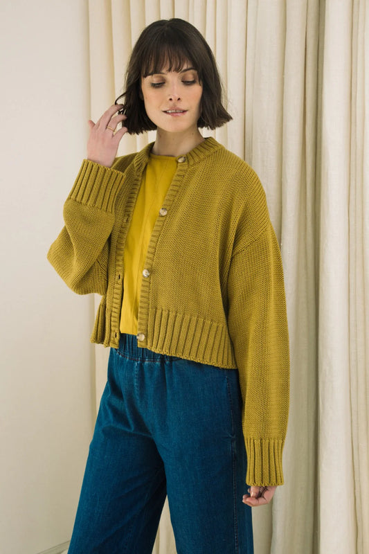 Sugi Organic Cotton Cardigan - Chartreuse