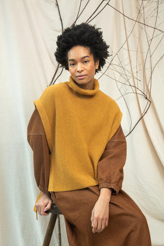 Kanon Recycled Wool Knitted Vest - Ochre Marl