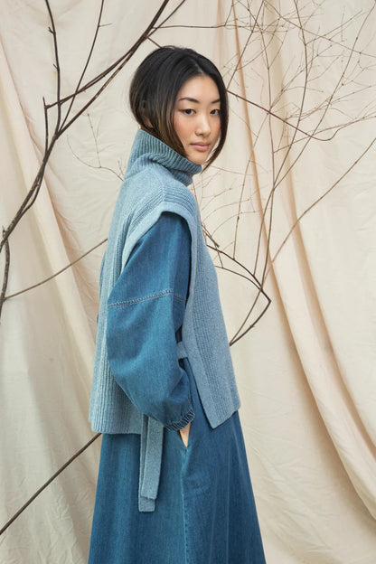 Kanon Recycled Wool Knitted Vest - Sky Blue Marl