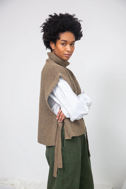 Kanon Recycled Wool Knitted Vest - Taupe Marl