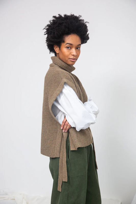 Kanon Recycled Wool Knitted Vest - Taupe Marl