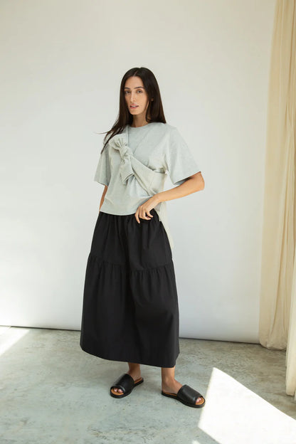 Bay Organic Cotton Jersey Top in Grey Marl