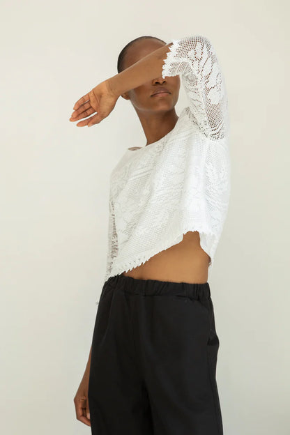 Daisy-Fay Cotton Lace Top in White by HANNAH BEAUMONT