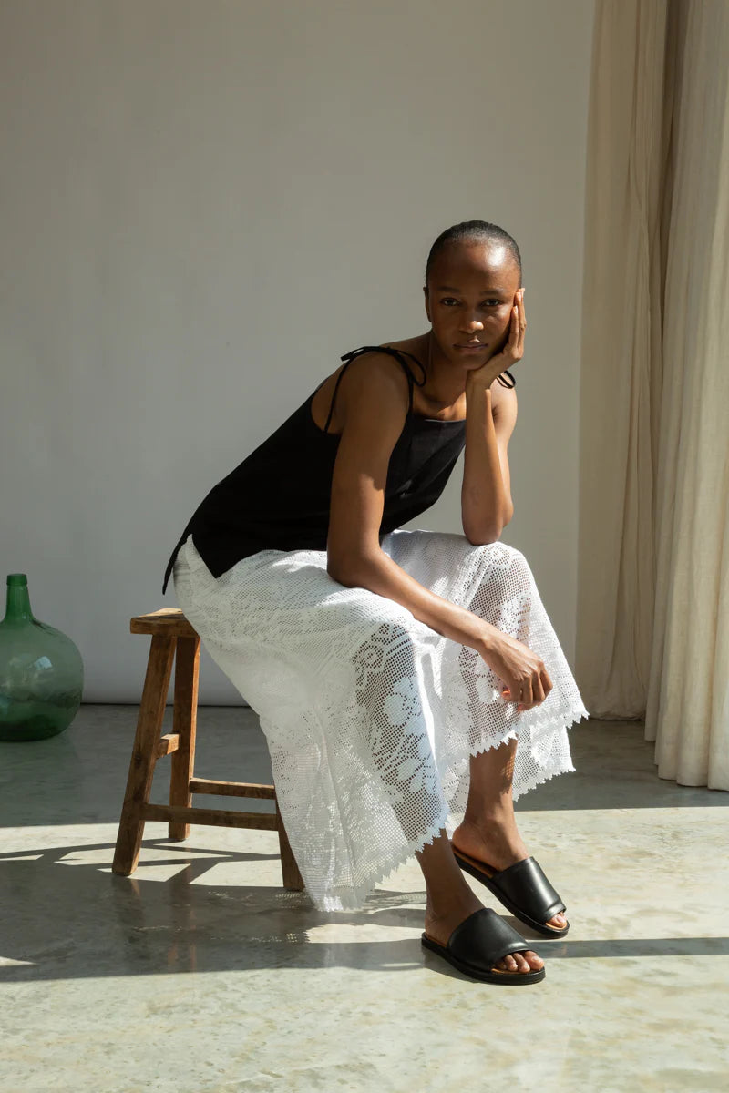 Lyla-Fay Cotton Lace Skirt in White by HANNAH BEAUMONT