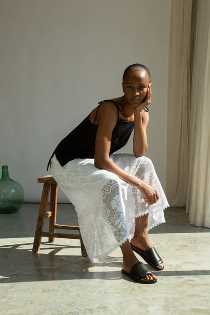 Lyla-Fay Cotton Lace Skirt in White by HANNAH BEAUMONT