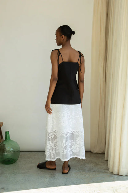 Lyla-Fay Cotton Lace Skirt in White by HANNAH BEAUMONT