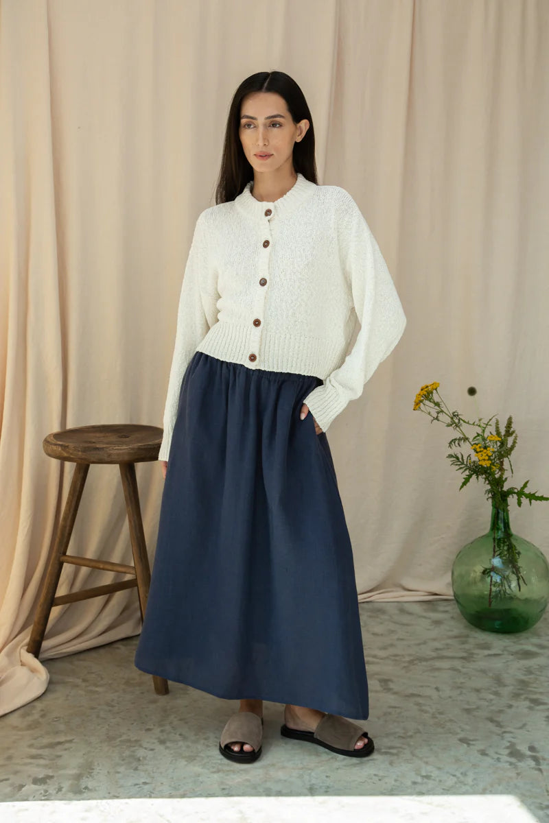 Lyla-May Linen Skirt in Midnight