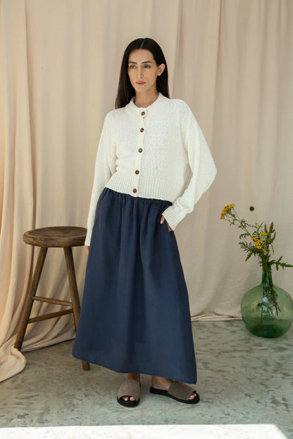 Lyla-May Linen Skirt in Midnight