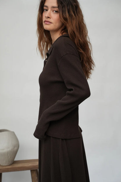 Victoria-Rae Organic Cotton Rib Shirt - Cacao
