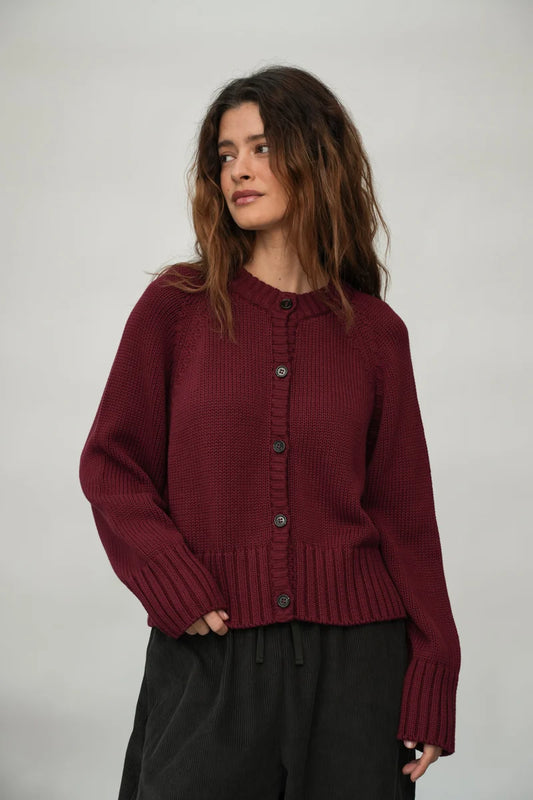 Sian Organic Cotton Cardigan - Bordeaux
