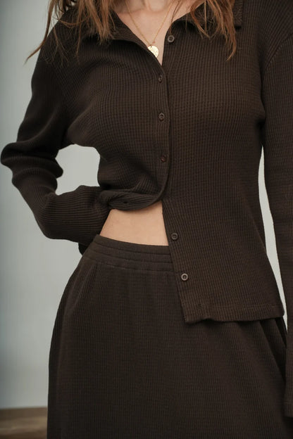 Fiona-Rae Organic Cotton Rib Skirt - Cacao