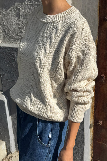 PRE-ORDER Cotton Fisherman Sweater - Naturel