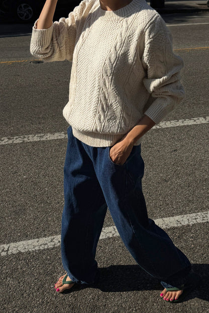 PRE-ORDER Cotton Fisherman Sweater - Naturel