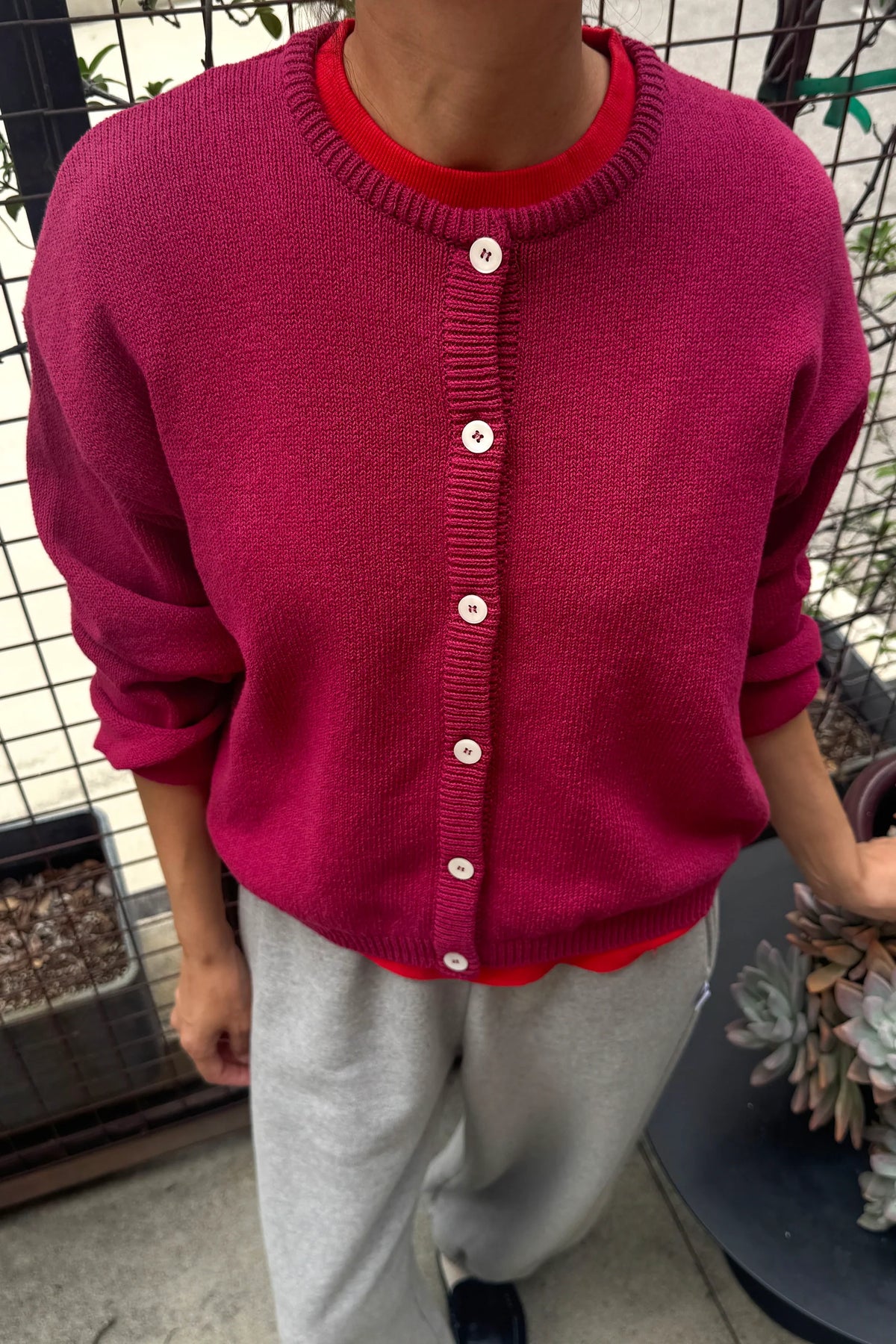 PREORDER Cotton Leila Cardigan - Prune