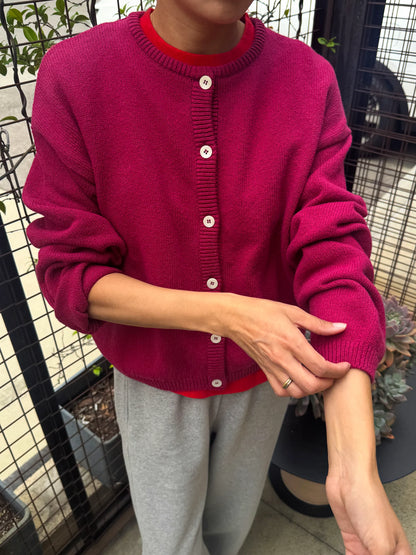PREORDER Cotton Leila Cardigan - Prune