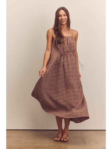 Front Shirring Ankle Cami Dress