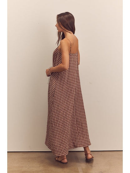 Front Shirring Ankle Cami Dress