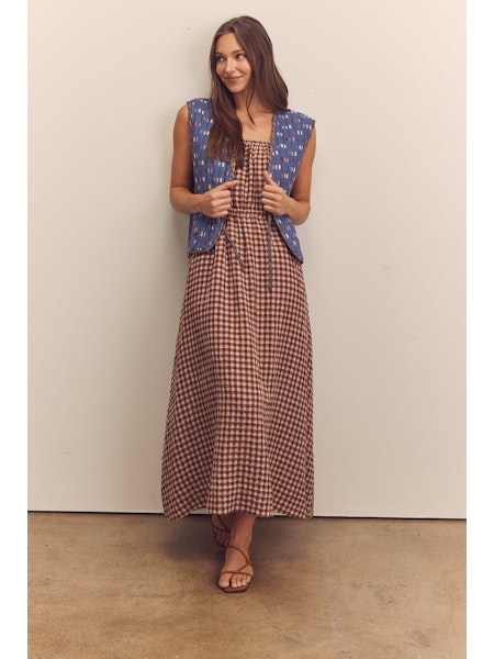 Front Shirring Ankle Cami Dress