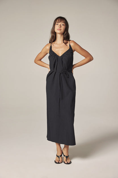 Front Shirring V-Neck Dress