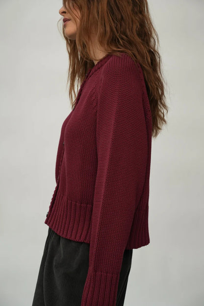 Sian Organic Cotton Cardigan - Bordeaux