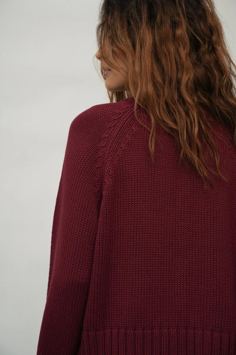 Sian Organic Cotton Cardigan - Bordeaux
