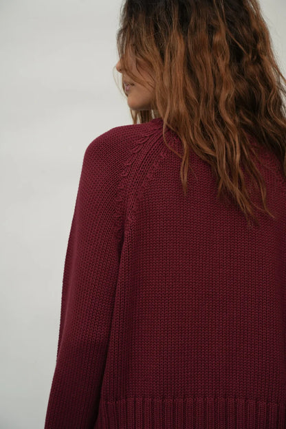 Sian Organic Cotton Cardigan - Bordeaux
