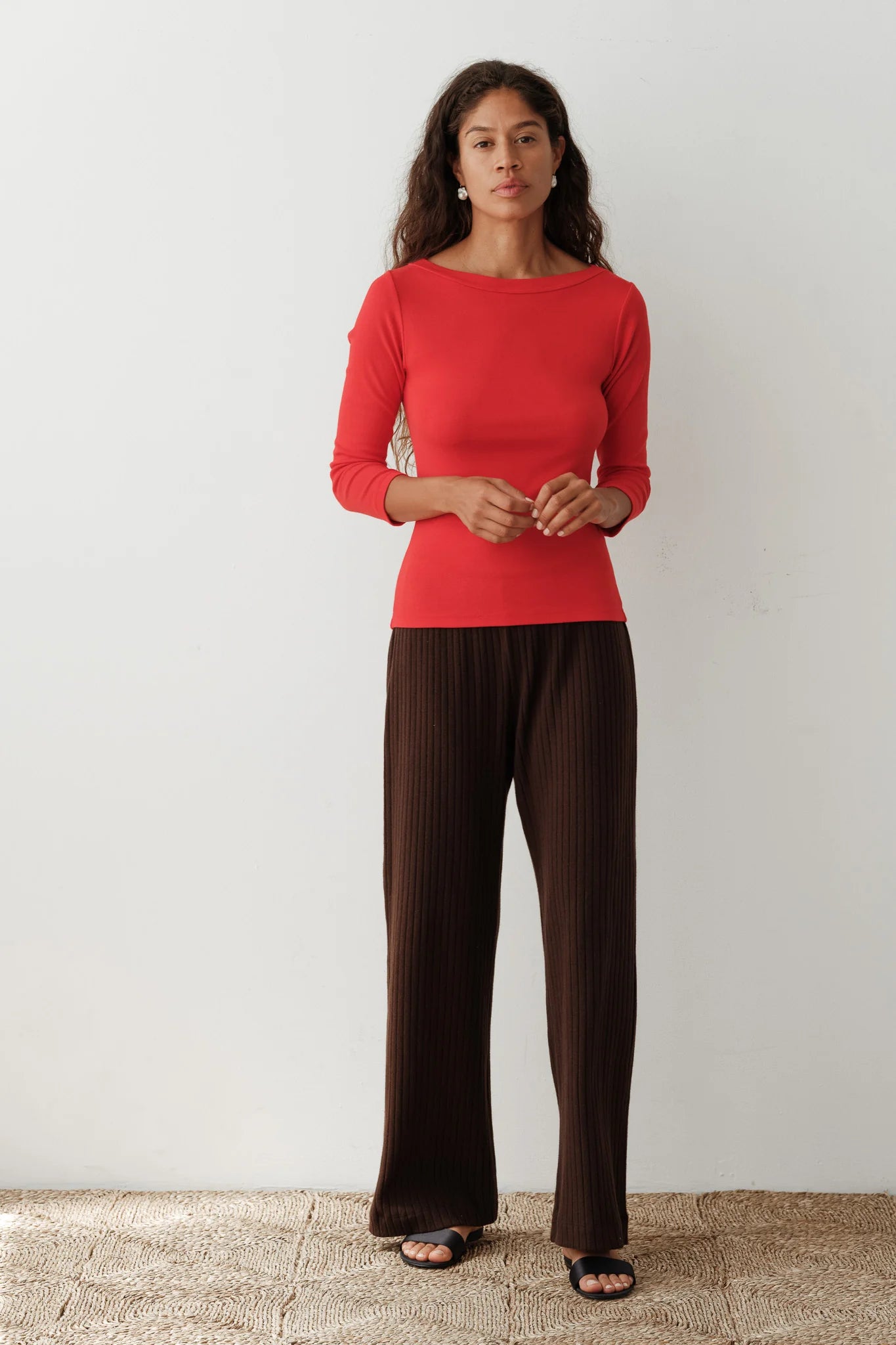 The Sweater Rib Simple Pant - Espresso