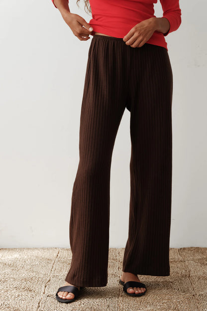 The Sweater Rib Simple Pant - Espresso