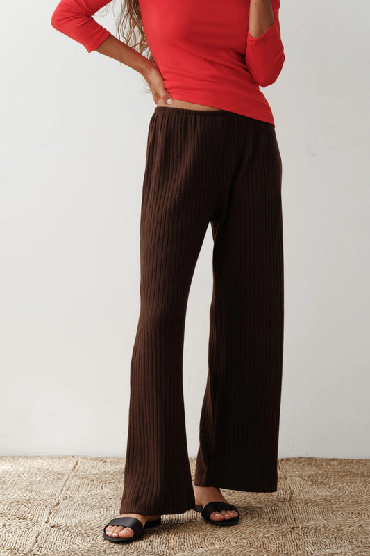The Sweater Rib Simple Pant - Espresso