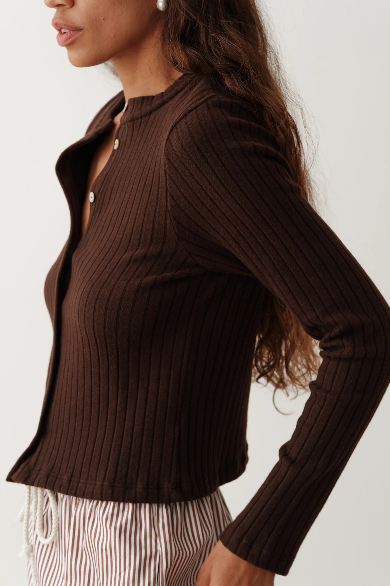 The Sweater Rib Cardi - Espresso